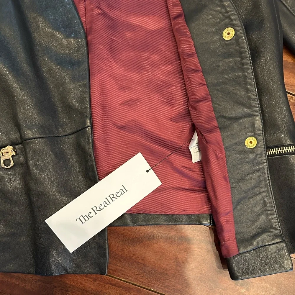 Sandro Paris Lamb Leather Moto Biker Jacket size 1/ Small - Picture 3 of 7